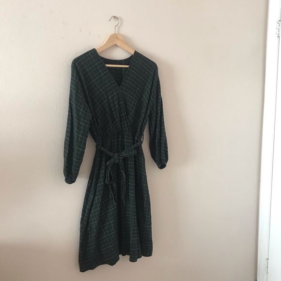 Green Plaid Tie Dress - Picture 3 of 3